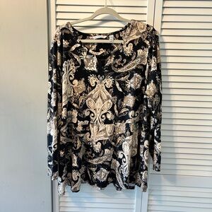Isaac Mizrahi Black and White Boxy Blouse